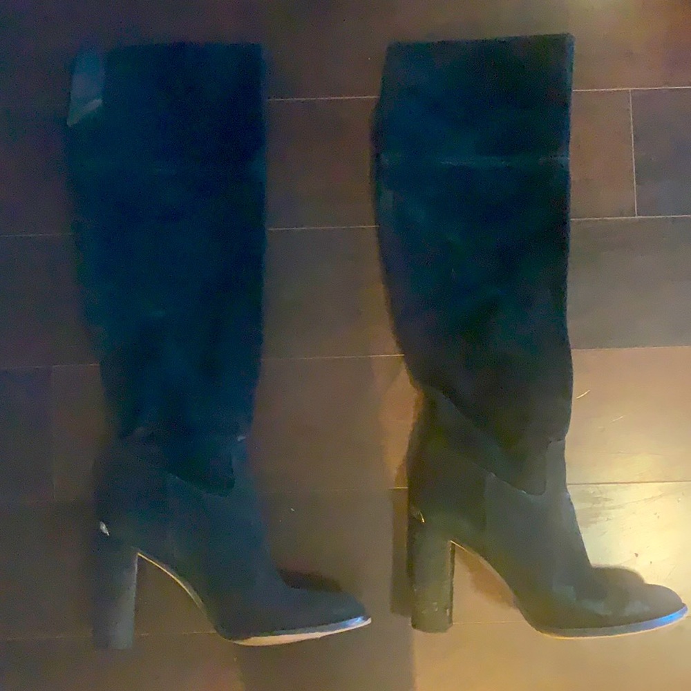 Michael Kors black suede 3.5” heel tall boot